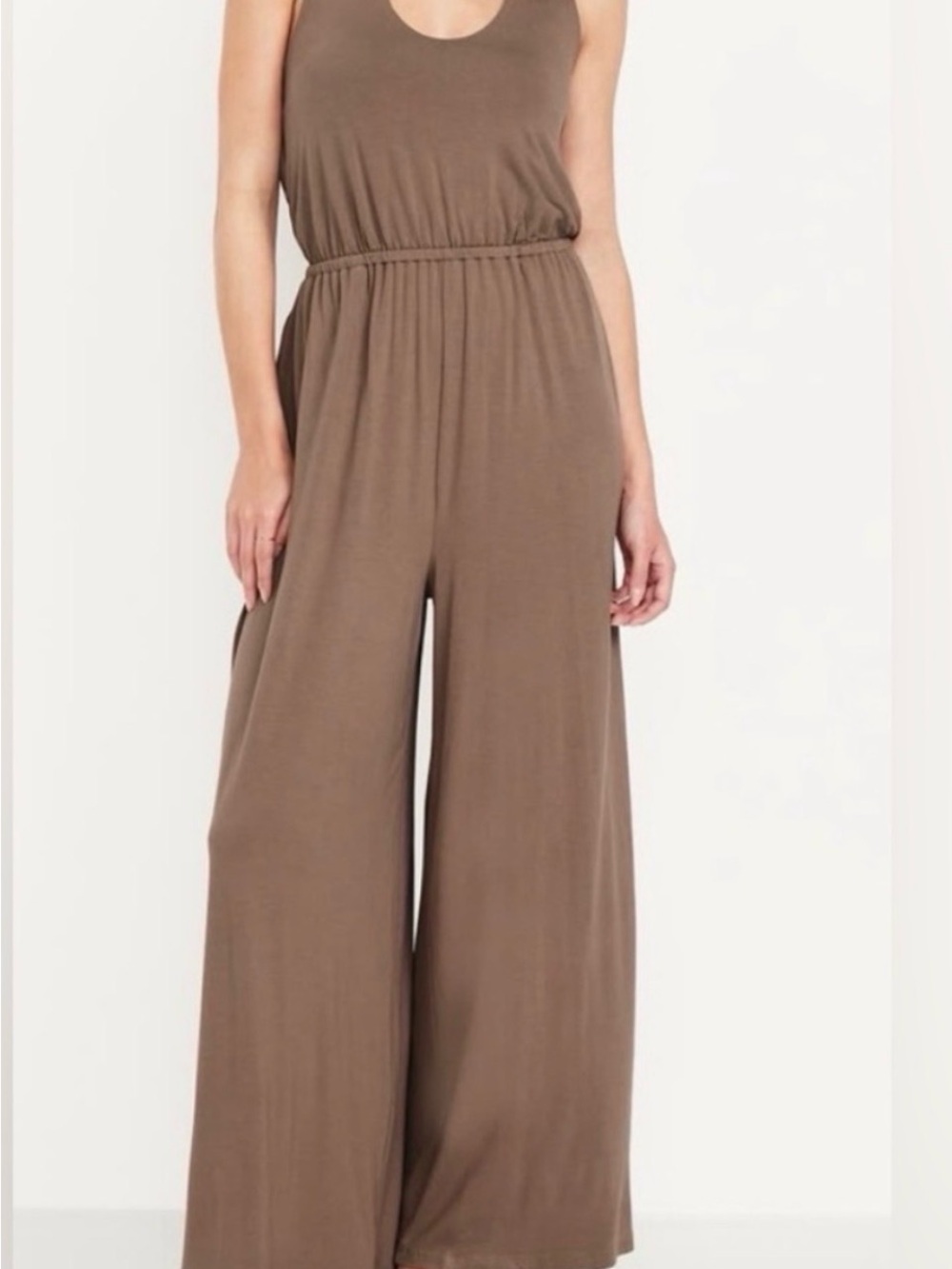 Old Navy Sleeveless Wide-Leg Jumpsuit in Brown Taupe